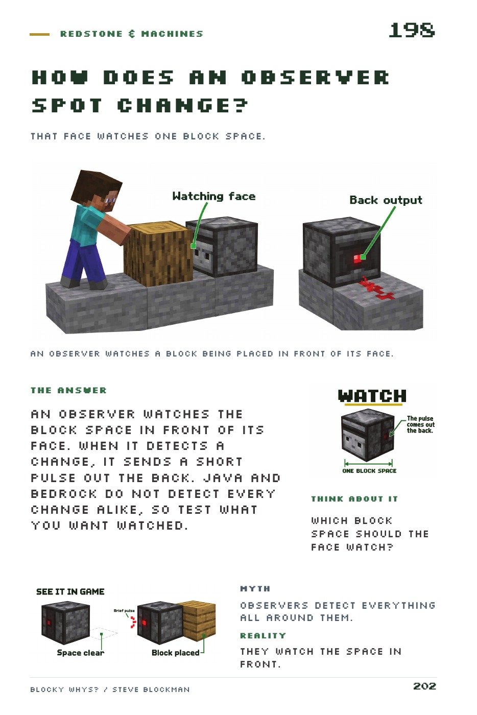 An illustration from the book: an observer watches a block in front and sends a pulse from the back.