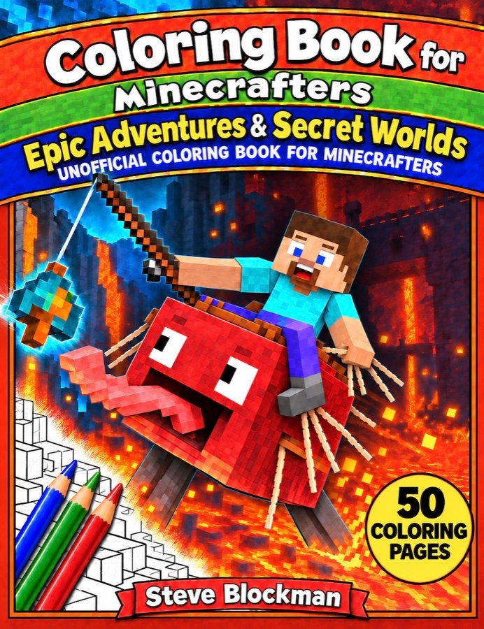 Coloring Book for Minecrafters: Epic Adventures & Secret Worlds, by Steve Blockman